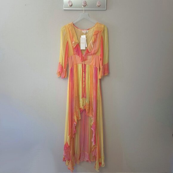 NWT Rococo Sand ruffle, asymmetric hem dress & halter one piece swimsuit set, S - Picture 6 of 14